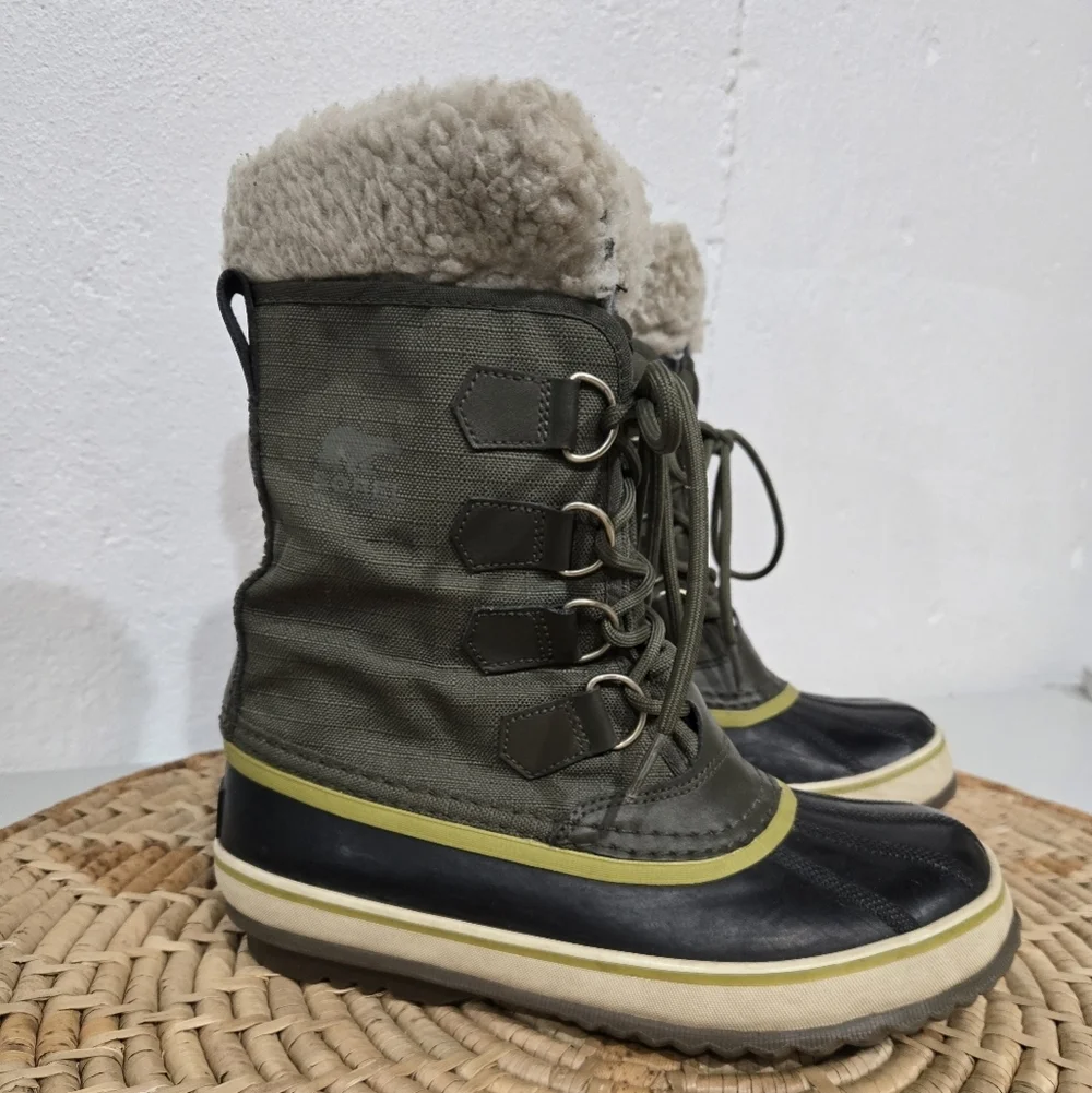 Sorel Carnival Khaki Green Winter Snow Boots 6
